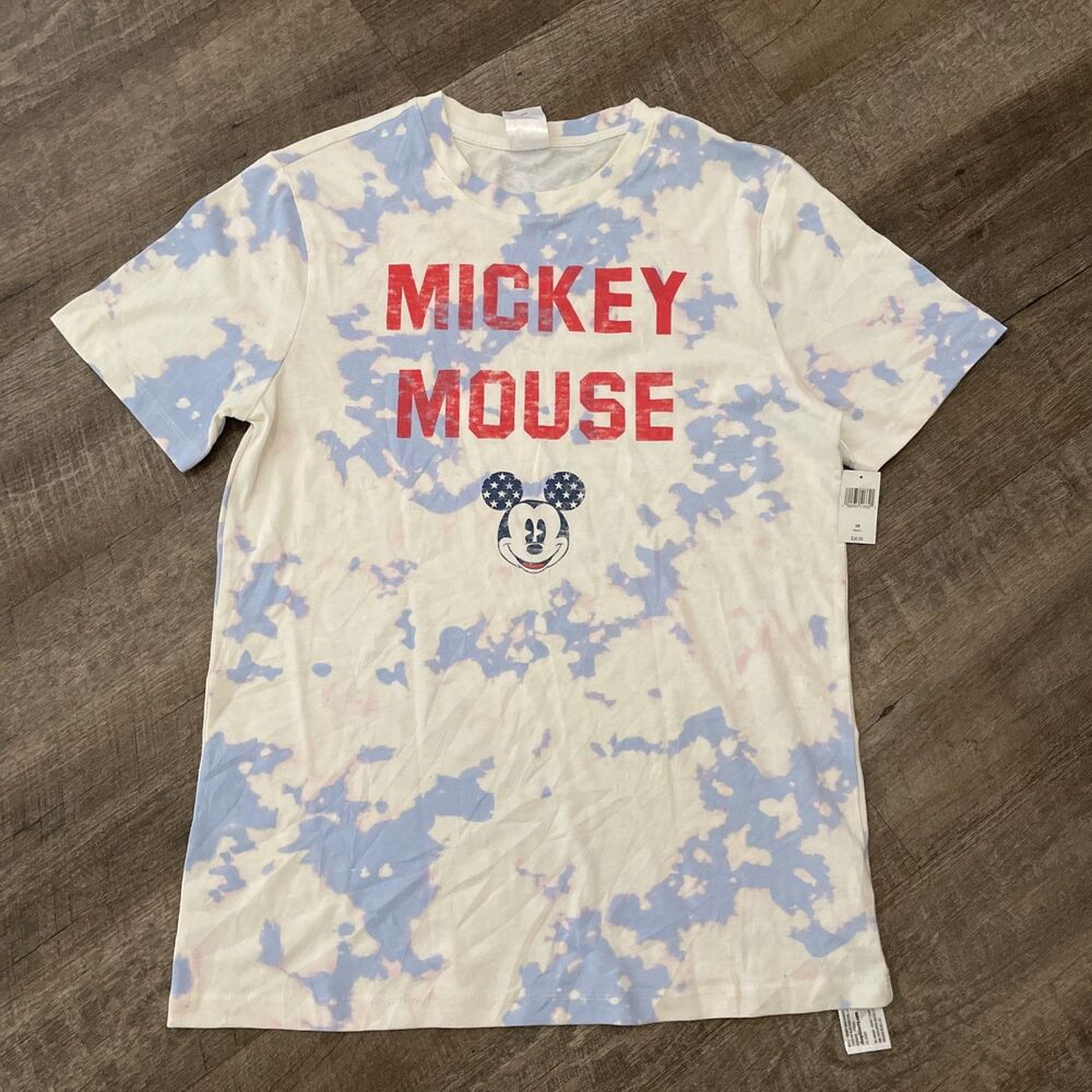 Disney Parks Mickey Mouse Americana Tie-Dye T-Shirt Adult Size Small NWT - Picture 2 of 7